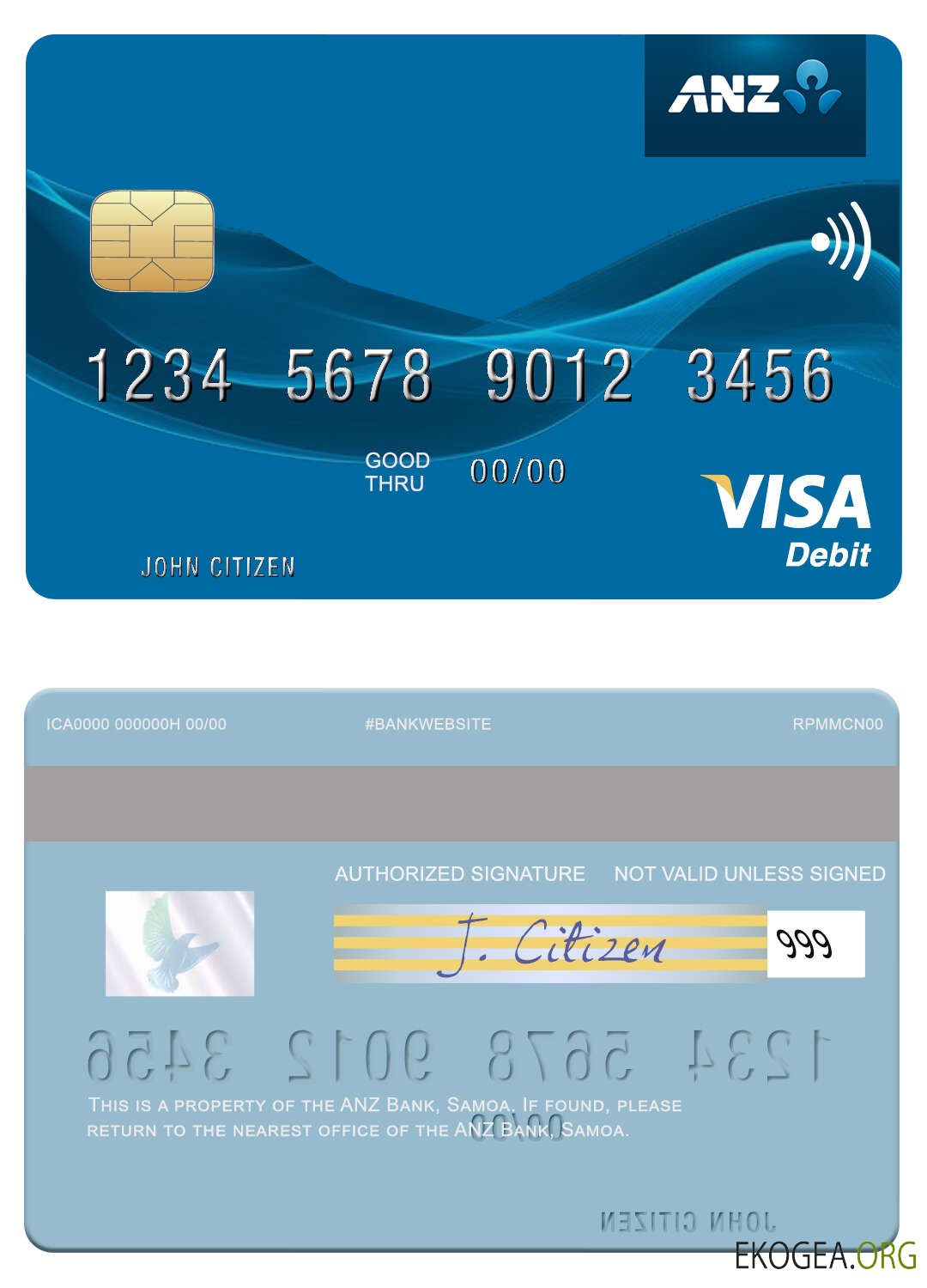Carte de débit visa Samoa ANZ Bank